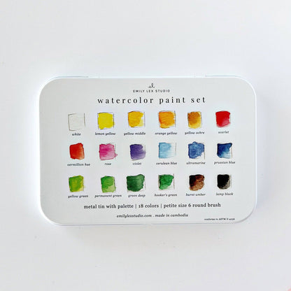 Watercolor paint set 18 colors with brush - La Vie Est Belle