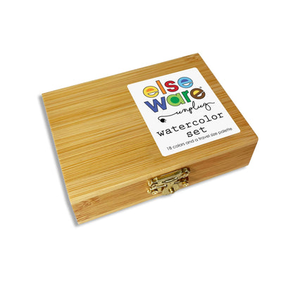 Watercolor Set - Eco - Friendly Bamboo Box - 18 Colors - La Vie Est Belle