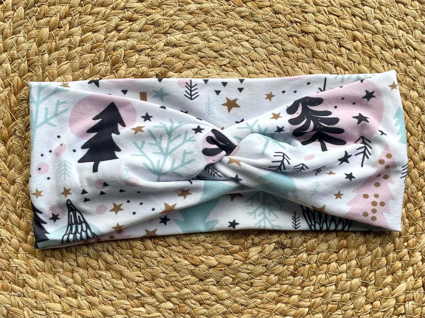 White Christmas Trees Knit Twist Headband - La Vie Est Belle