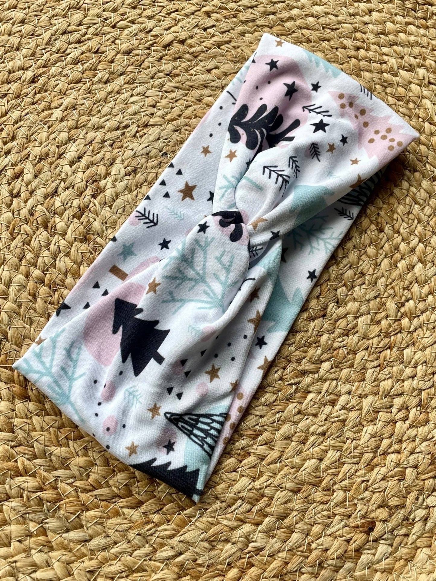 White Christmas Trees Knit Twist Headband - La Vie Est Belle