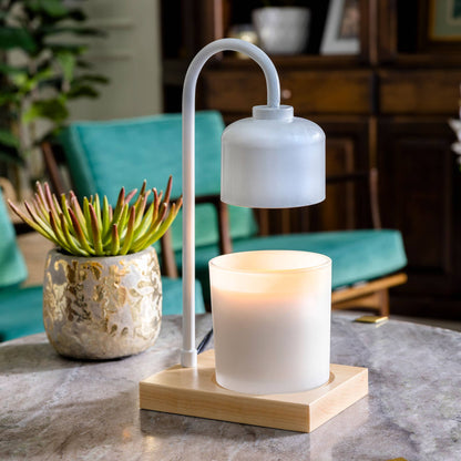 White & Wood Arched Candle Warmer Lamp - La Vie Est Belle
