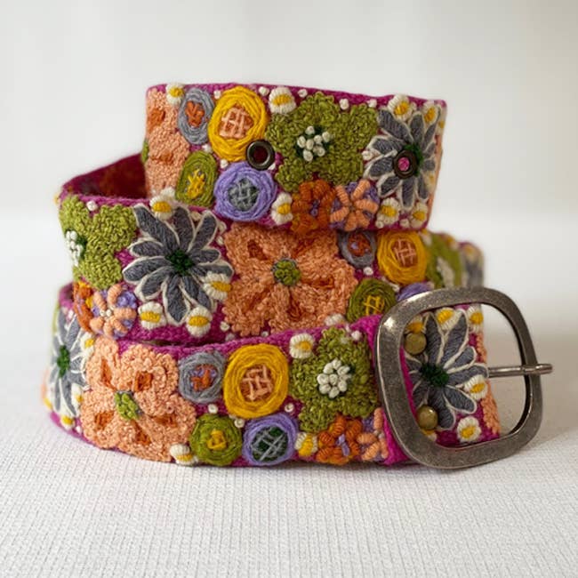 Wildflowers Embroidered Wool Belt - La Vie Est Belle