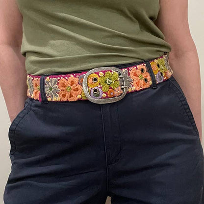 Wildflowers Embroidered Wool Belt - La Vie Est Belle