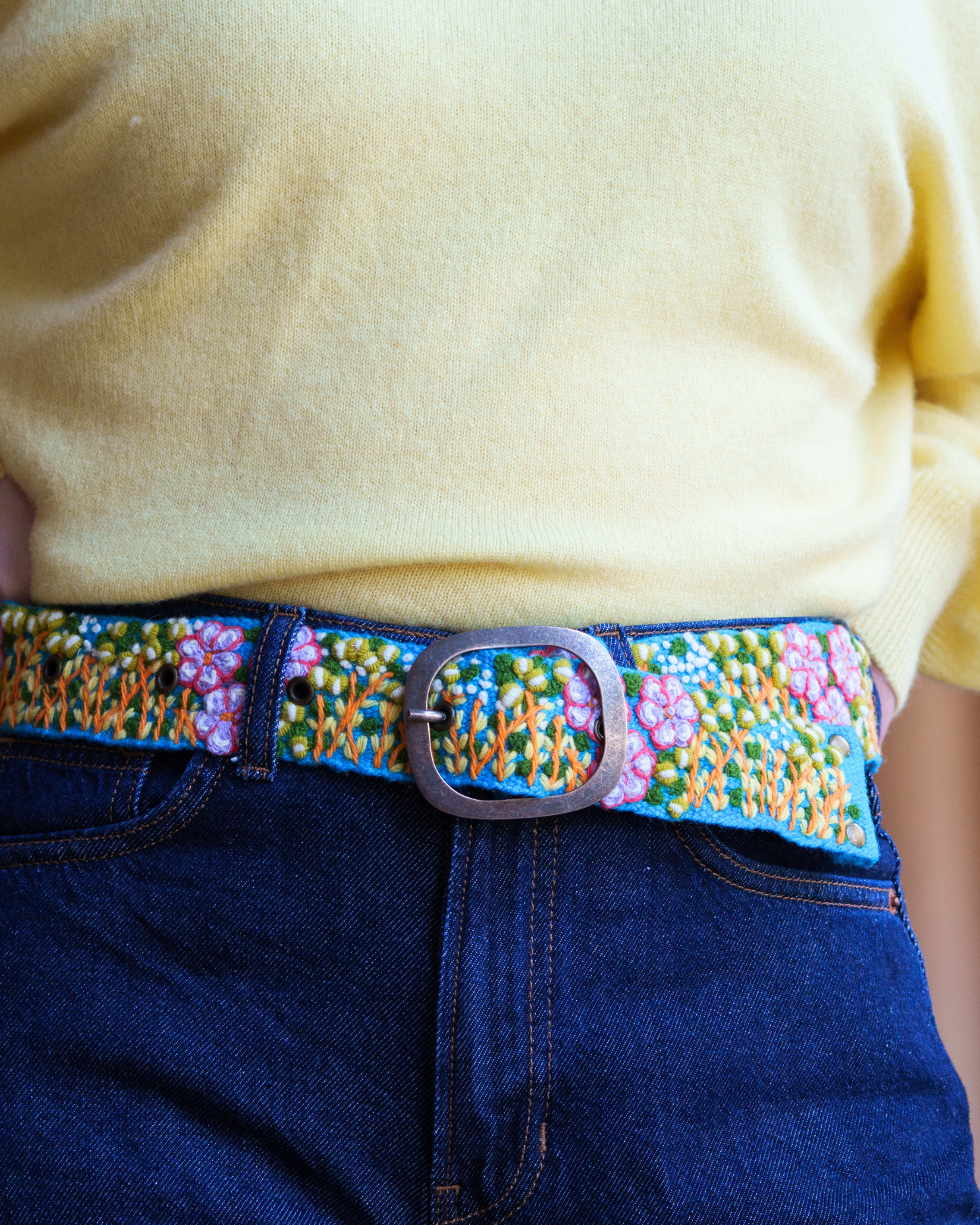 Windswept Embroidered Wool Belt - La Vie Est Belle