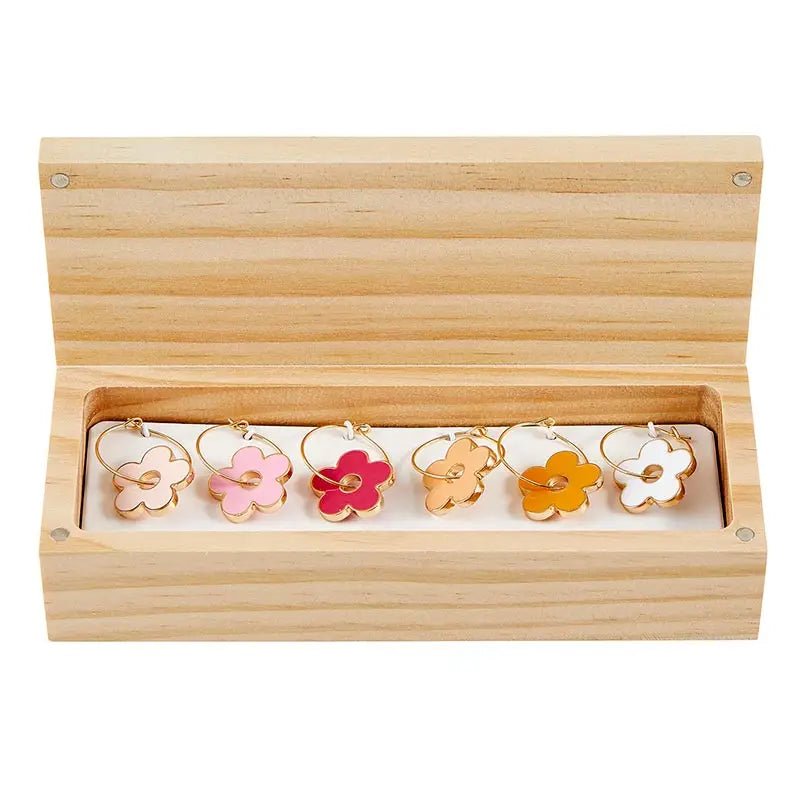 Wine Charms in Wood Box - Charmed - Set of 6 - La Vie Est Belle
