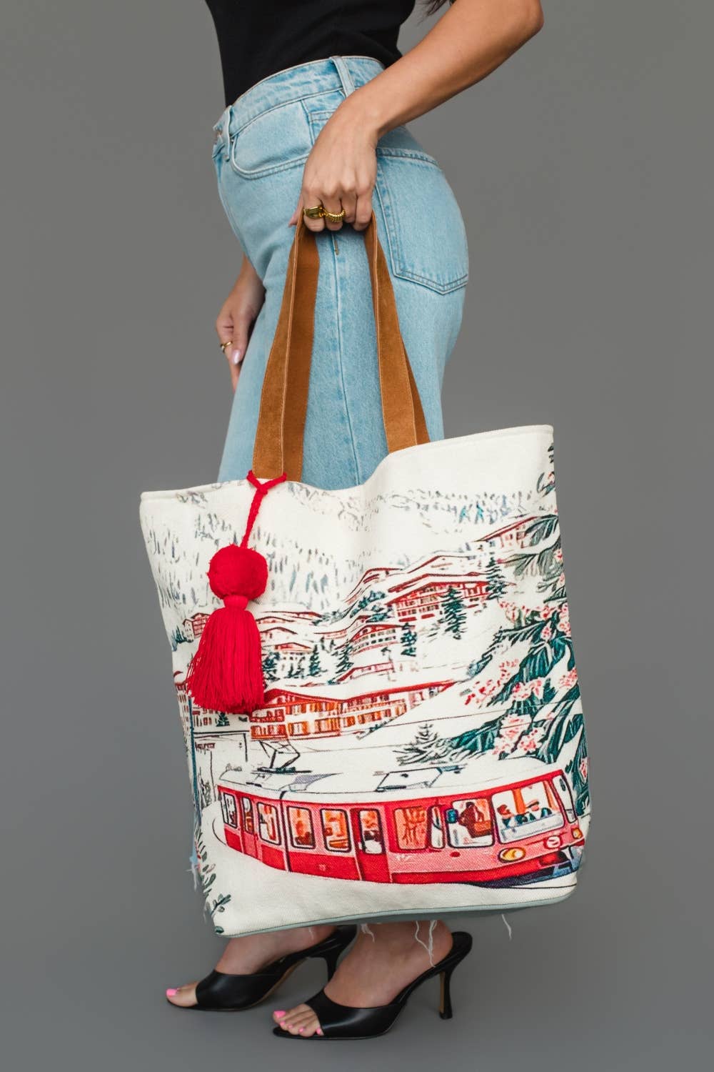 Winter Village Scene Tote - La Vie Est Belle