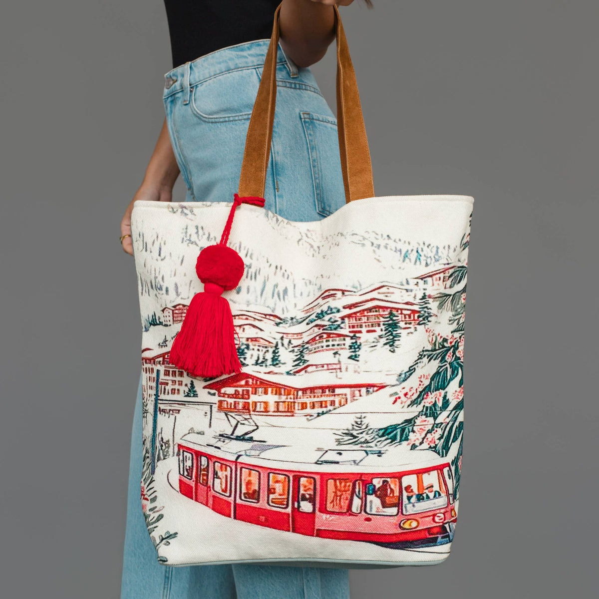 Winter Village Scene Tote - La Vie Est Belle