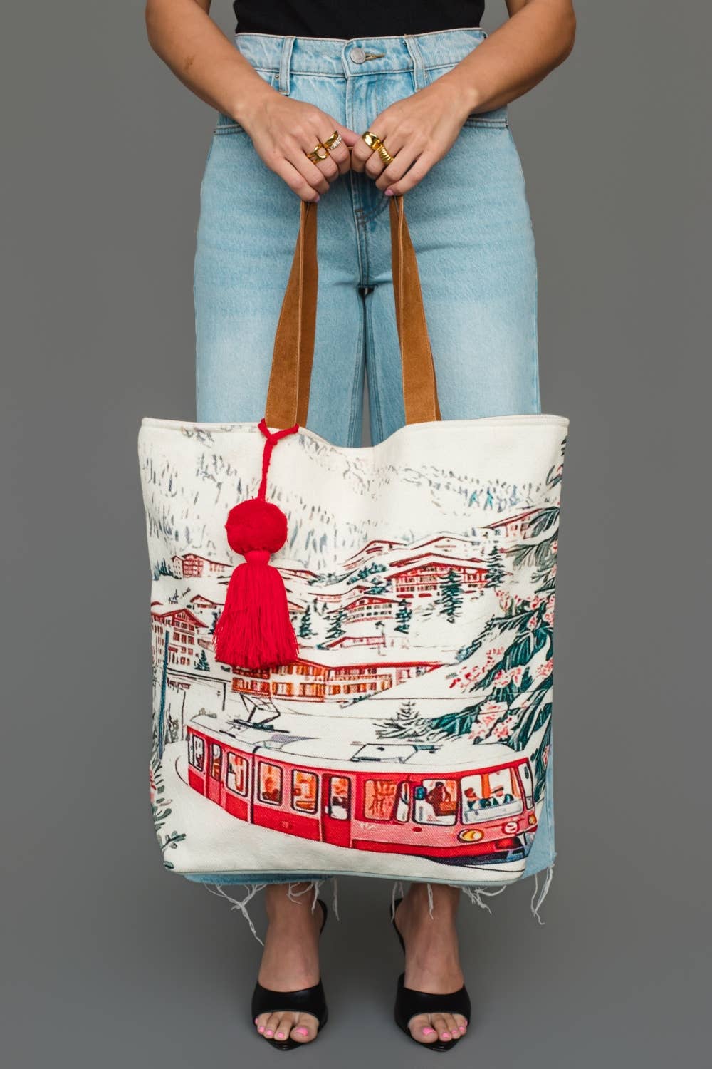 Winter Village Scene Tote - La Vie Est Belle