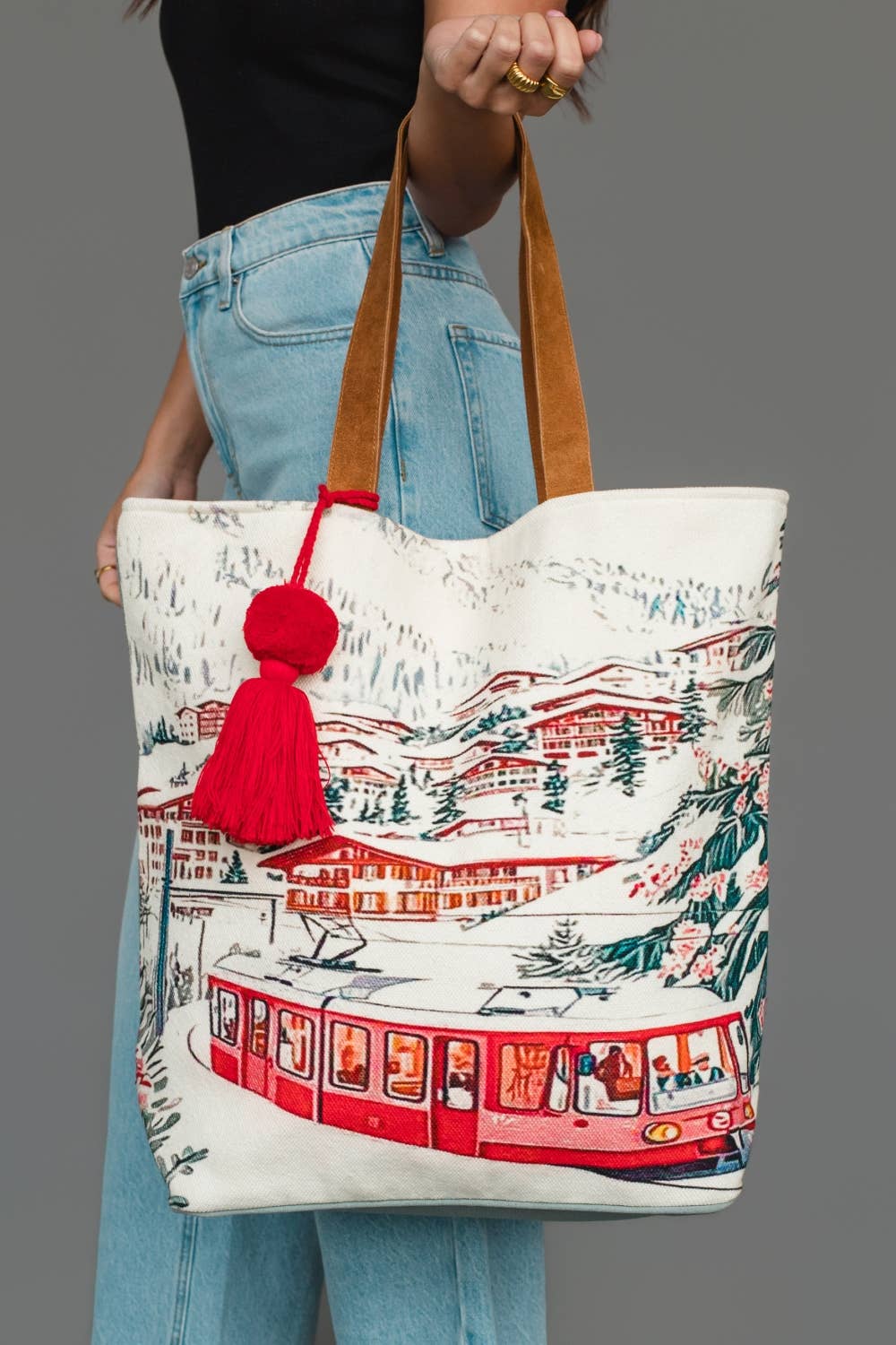 Winter Village Scene Tote - La Vie Est Belle