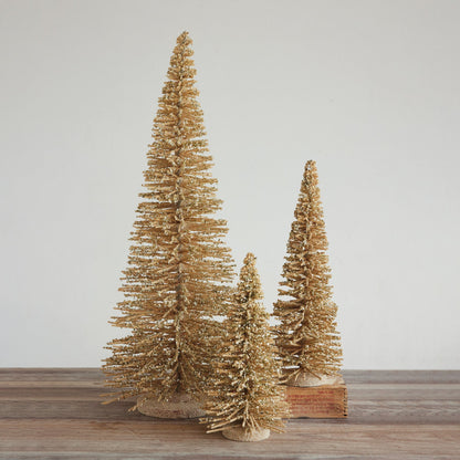 Wood Tree with Iridescent Mica Flakes & Glitter, Natural - La Vie Est Belle