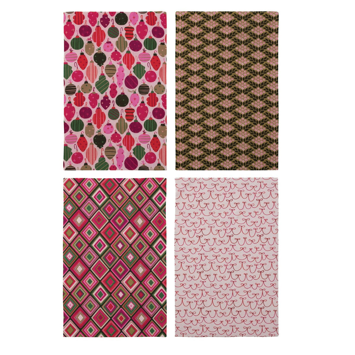 Woven Printed Microfibre Tea Towel with Holiday Pattern, 4 Styles - La Vie Est Belle