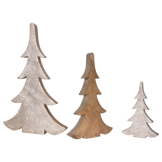 Wood Trees w/ Champagne Glitter