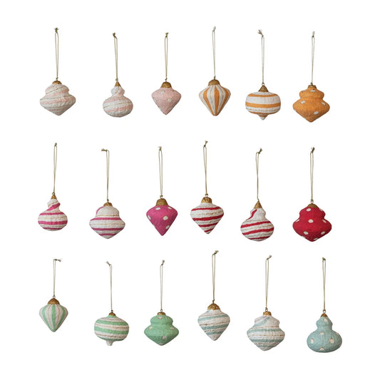 Handmade Paper Mache Ornament, 18 Styles