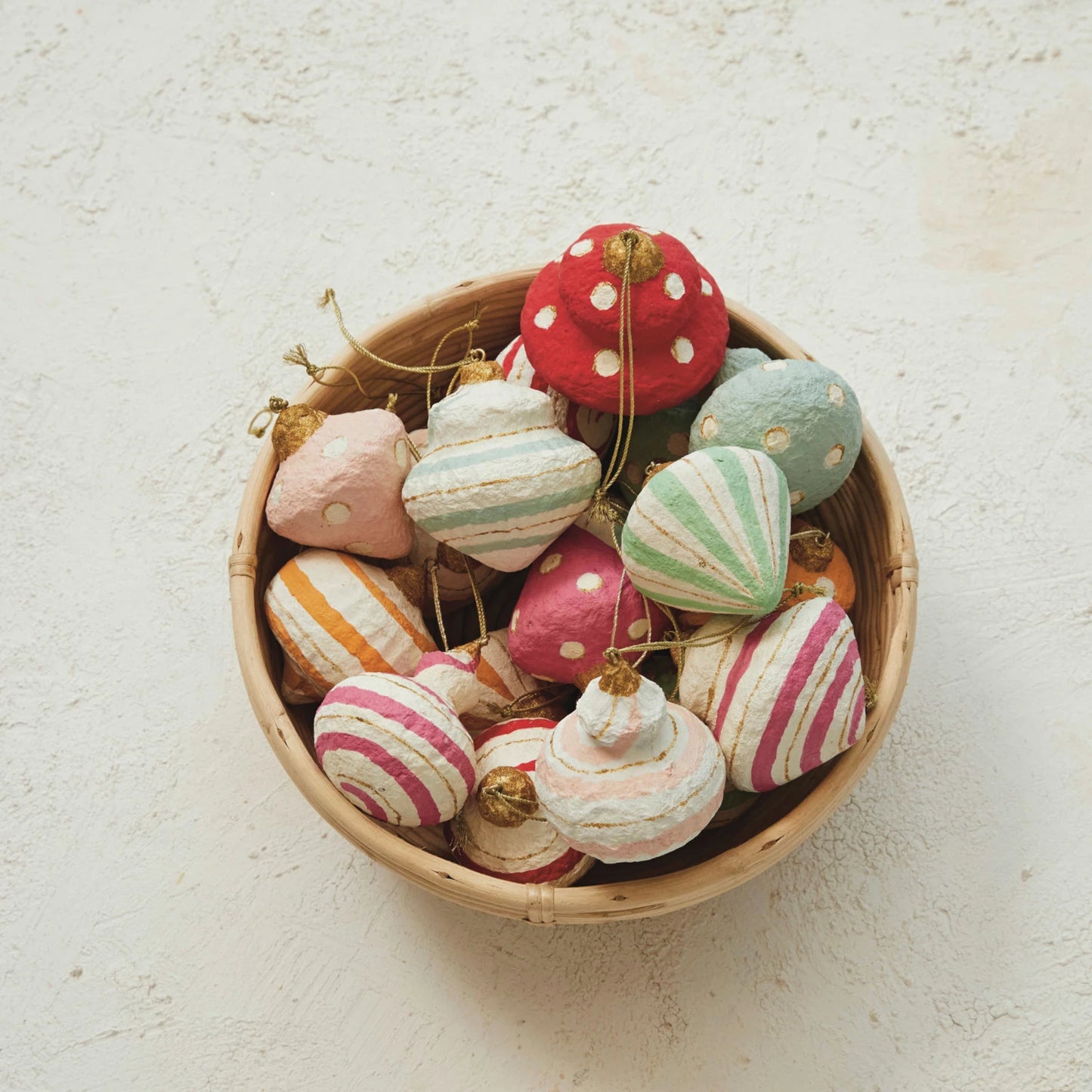 Handmade Paper Mache Ornament, 18 Styles