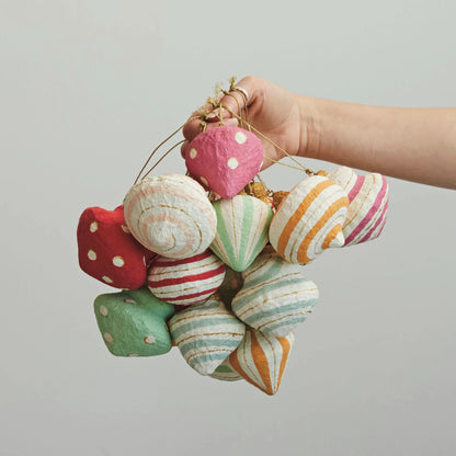 Handmade Paper Mache Ornament, 18 Styles