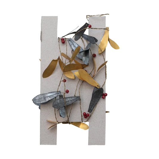 Brass & Galvanized Metal Leaf Garland, Silver & Gold Finish