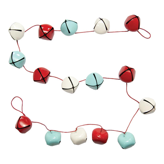 72"L x 2"H Metal Jingle Bell Garland, Red, Blue & White