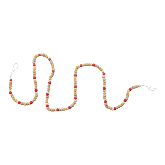 Handmade Wool Felt Ball Garland, Multi Color