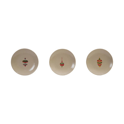 Hand-Painted Stoneware Plate with Wax Relief Image, 3 Styles