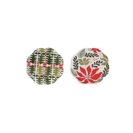 Bamboo Fiber Plate with Seasonal Botanical Pattern, 2 Styles