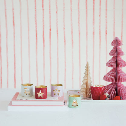 Enameled Metal Tealight Holder with Holiday Icon