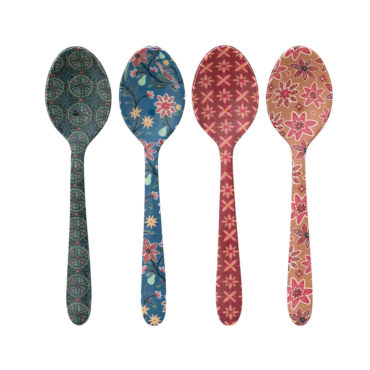Enameled Stainless Steel Spoon with Patterns, 4 Styles