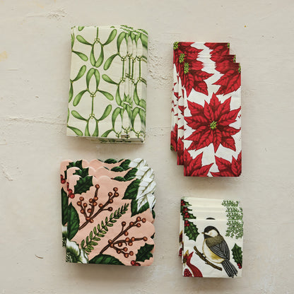 Paper Scalloped Napkins with Seasonal Botanical Pattern (Contains 50 Folded Pieces) ©