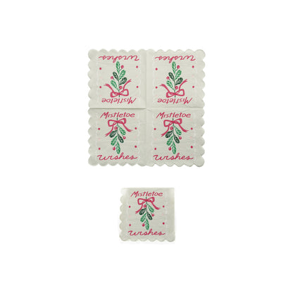 Paper Scalloped Napkins "Mistletoe Wishes" (Contains 50 Folded Pieces)