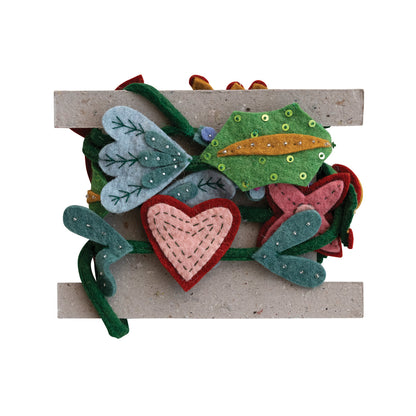 Handmade Wool Felt Flowers & Hearts Garland