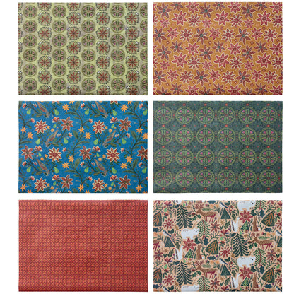 Wrapping Paper Sheets, 6 Styles, 3 Sheets Per Roll