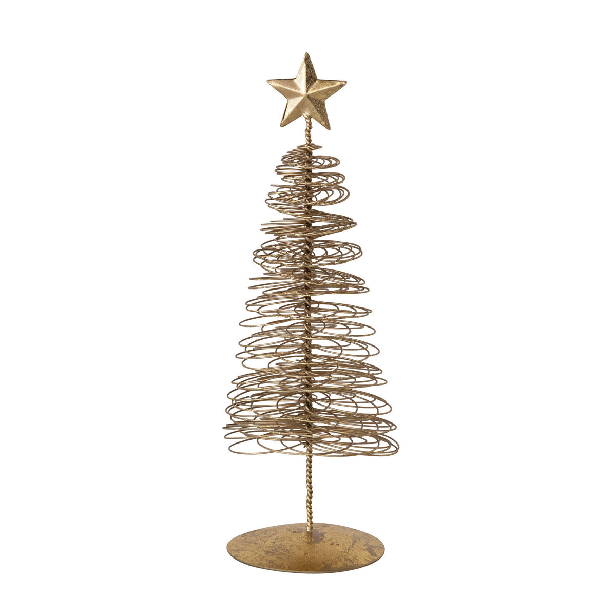 Metal Wire Christmas Tree with Star, Gold Finish
