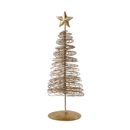 Metal Wire Christmas Tree with Star, Gold Finish
