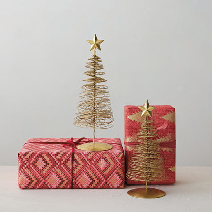 Metal Wire Christmas Tree with Star, Gold Finish