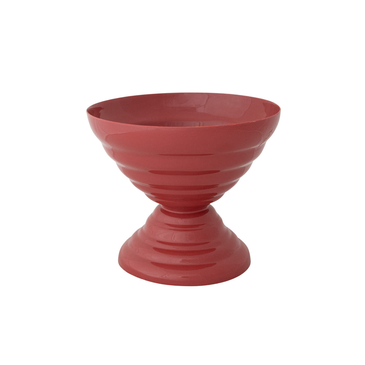 Enameled Metal Ribbed Footed Bowl, Berry Color