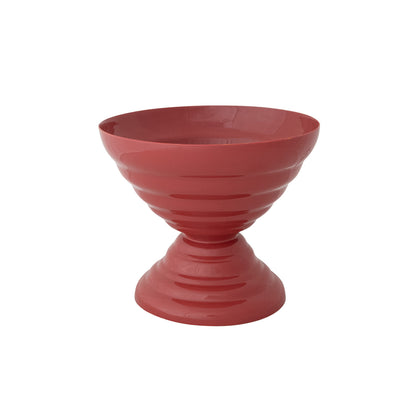Enameled Metal Ribbed Footed Bowl, Berry Color