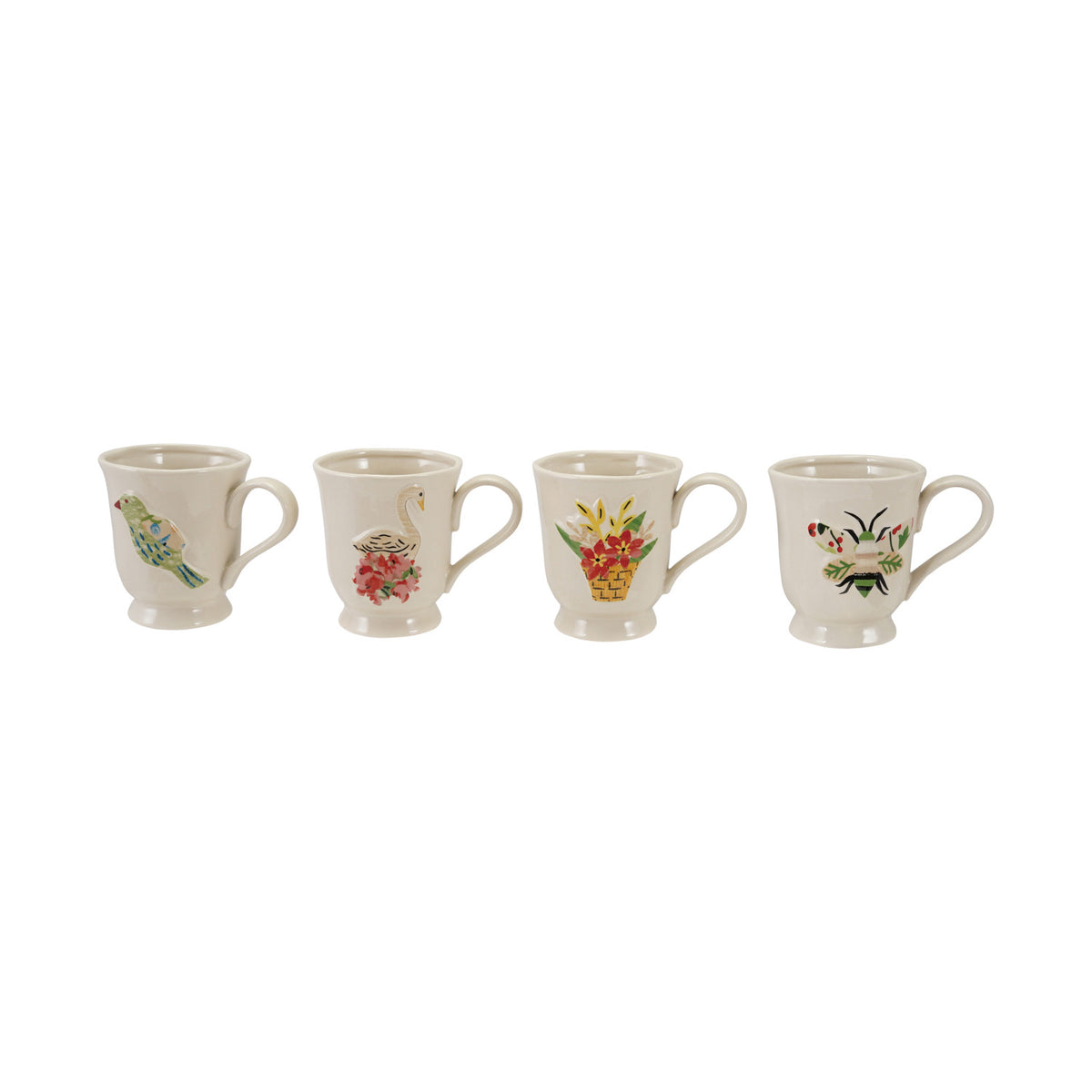 14 oz. Embossed Stoneware Footed Mug with Holiday Icon, 4 Styles ©
