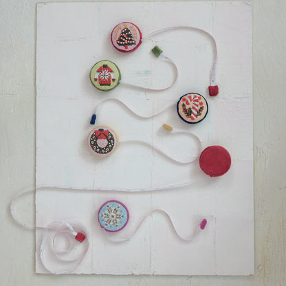 Handmade Embroidered Fabric Tape Measure, 6 Styles (Each Measures 5 Feet)