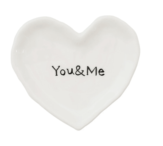 You and Me Ceramic Heart Dish - La Vie Est Belle