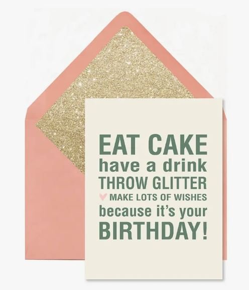 Eat Cake Throw Glitter Birthday Greeting Card