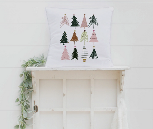 Boho Christmas Trees Pillow - 18" Square