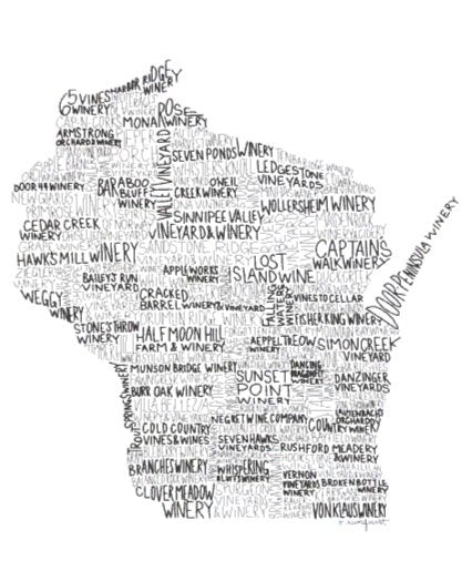 8.5" x 11" Wisconsin Print - Wineries