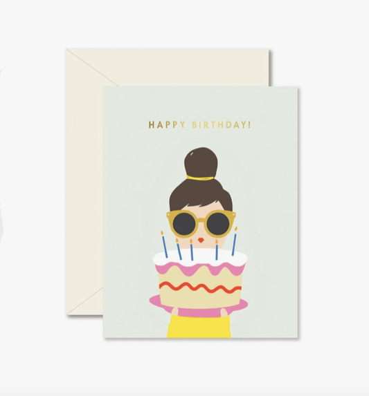 Cake Lady Birthday Greeting Card - La Vie Est Belle